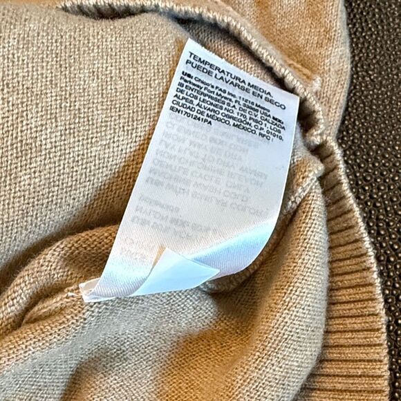 Chico's Women's Fringe Pullover Sweater - Camel size 1/ medium - Picture 4 of 7